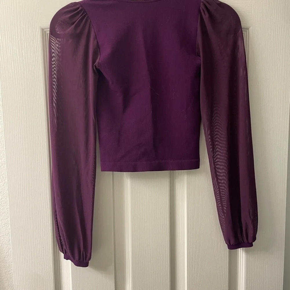 Free People Purple Long Sleeve Crop Top